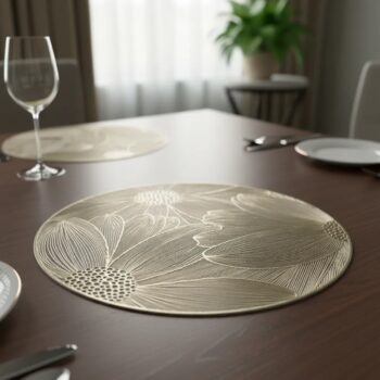 Set X6 Individual De Mesa Redondo Mantel Individual Dorado