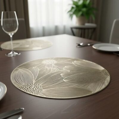 Set X6 Individual De Mesa Redondo Mantel Individual Dorado