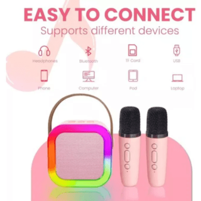 Parlante + Microfono Karaoke Portatil Bluetooth Luces Rgb