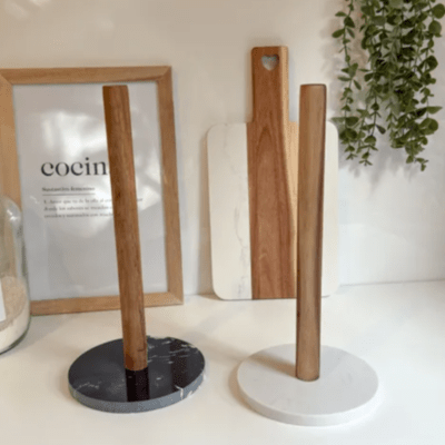 Porta Rollos De Cocina Mármol Y Madera Diseño Minimalista