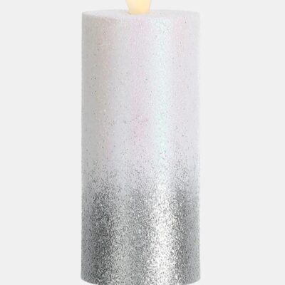 Vela Led Decorativa Para Mesas Fiestas Y Hogar Glitter Plateado