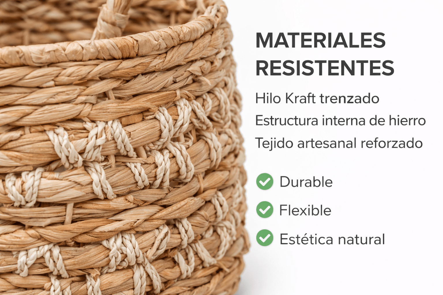 Pack Cestos Organizadores Fibra Natural Con Manijas Canastos - Imagen 10