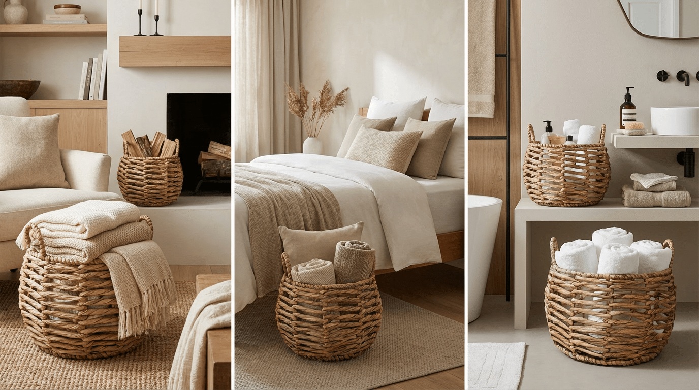 Pack Cestos Organizadores Fibra Natural Con Manijas Canastos - Imagen 28