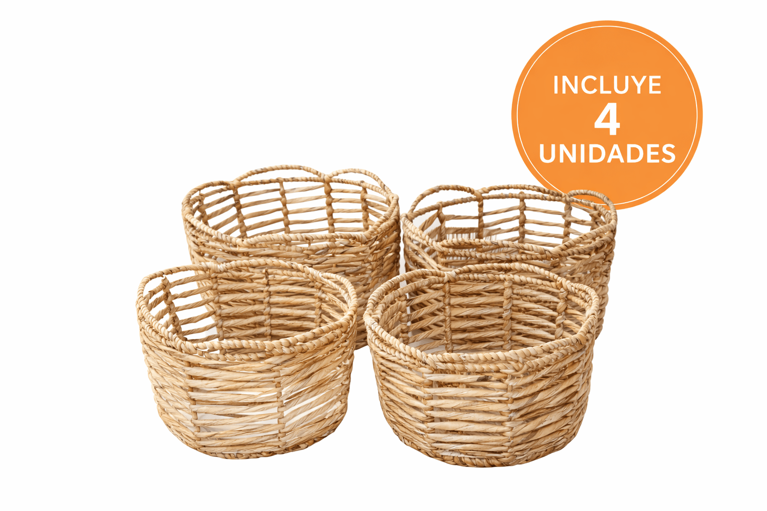 Pack Cestos Organizadores Fibra Natural Con Manijas Canastos - Imagen 23