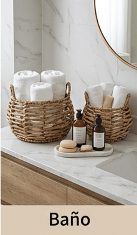 Pack Cestos Organizadores Fibra Natural Con Manijas Canastos - Imagen 30